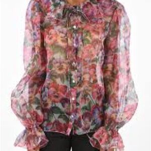 Dolce & Gabbana Vibrant Floral Sheer Blouse
